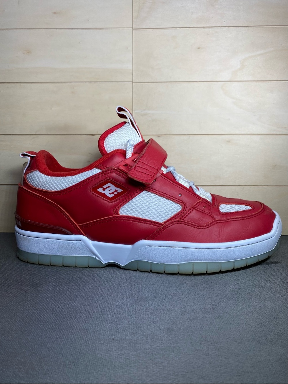 DC JS 1 Red White Men's Size 11.5 Skate Shoes John Shanahan Sneakers